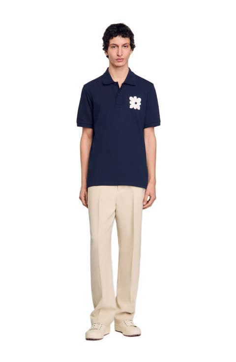 Polo shirt with flower patch