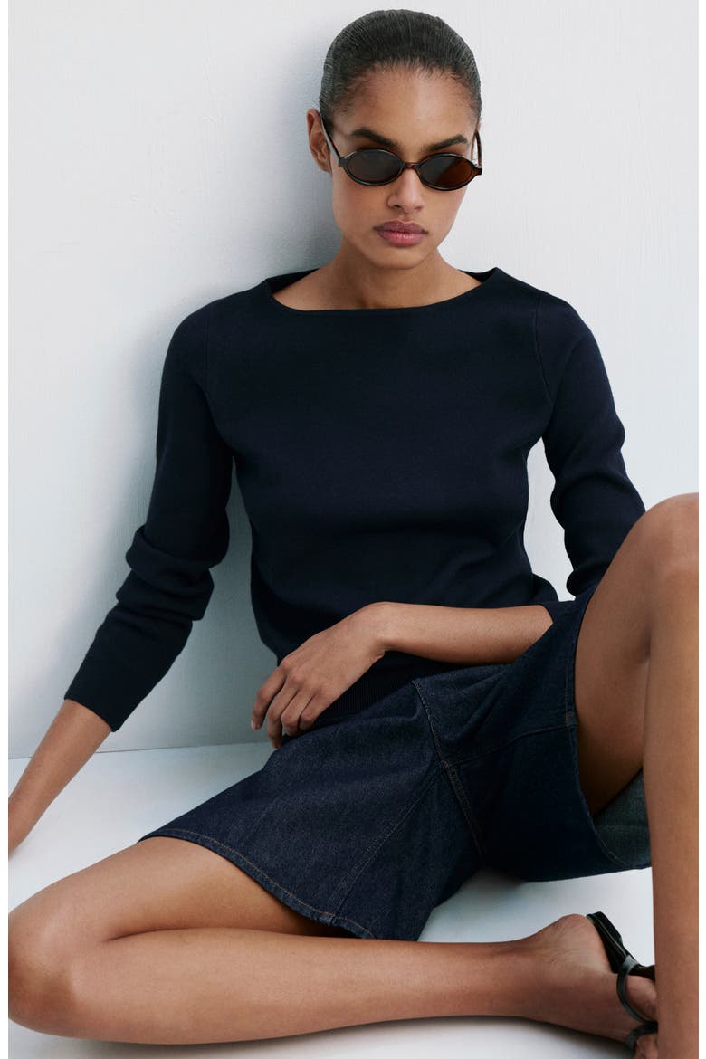Boat Neck Sweater, Alternate, color, NAVY