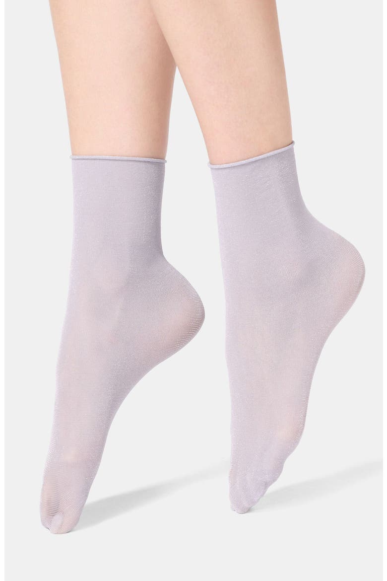 Assorted 2-Pack Metallic Crew Socks, Main, color, LILAC