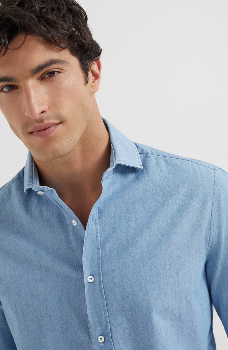 Brunello Cucinelli Chambray shirt, Alternate, color, Medium Denim