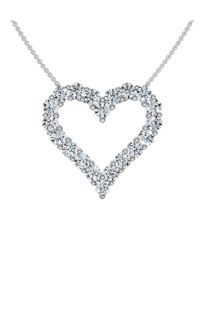 Bliss Diamond 1Ct Diamond Heart Pendant 14k Gold Lab Grown 3/4" Tall Necklace, Main, color, 14K White Gold