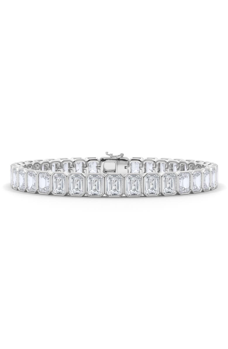 HauteCarat Emerald Cut Lab Created Diamond Tennis Bracelet, Alternate, color, 18K White Gold
