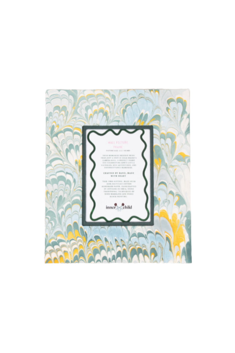 Hand-Marbled Large Wall Picture Frame - 5x7, Alternate, color, Blue