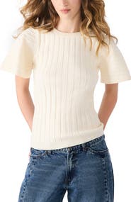 Steve Madden Allie Short Sleeve Rib Sweater