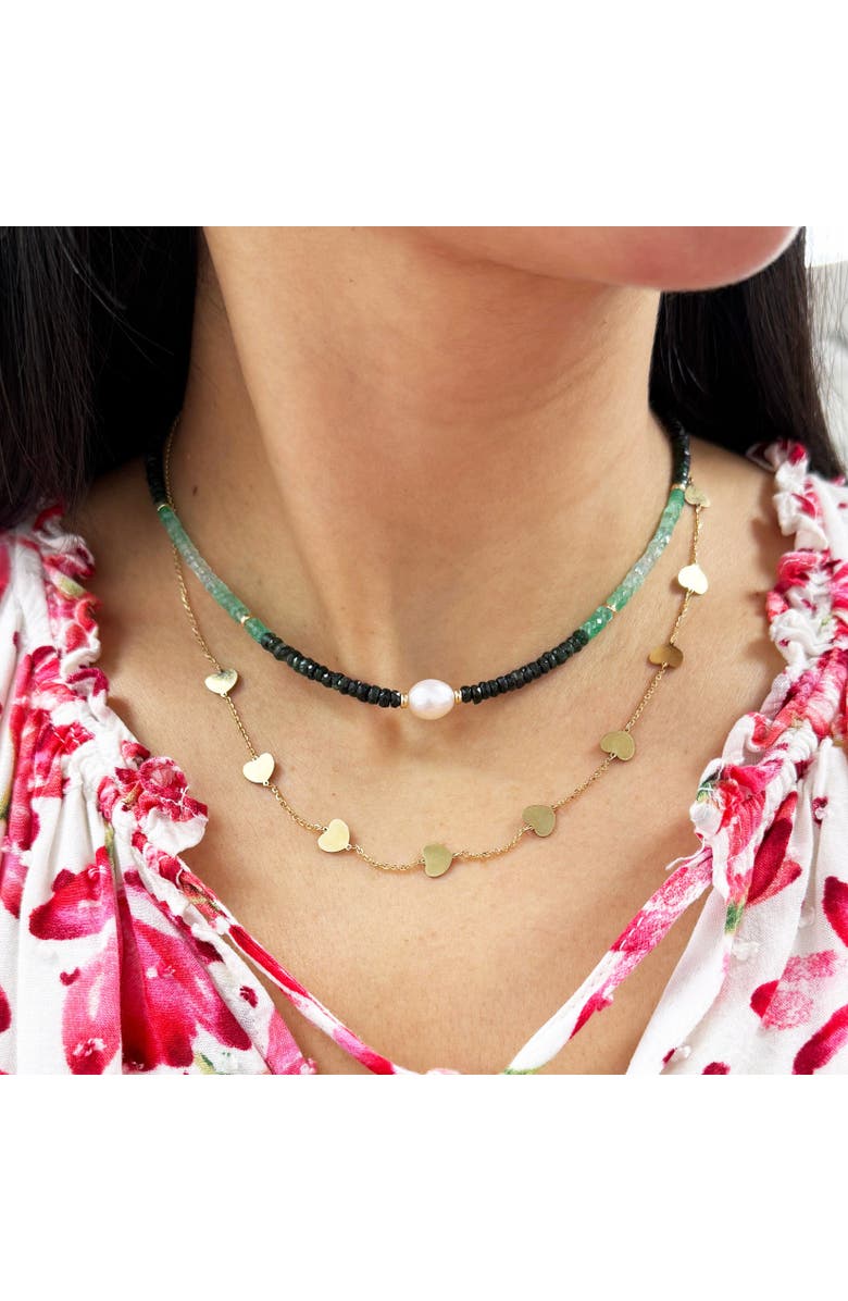 The Lovery Fine Jewelry Emerald Ombre Bead Pearl Necklace, Alternate, color, Emerald