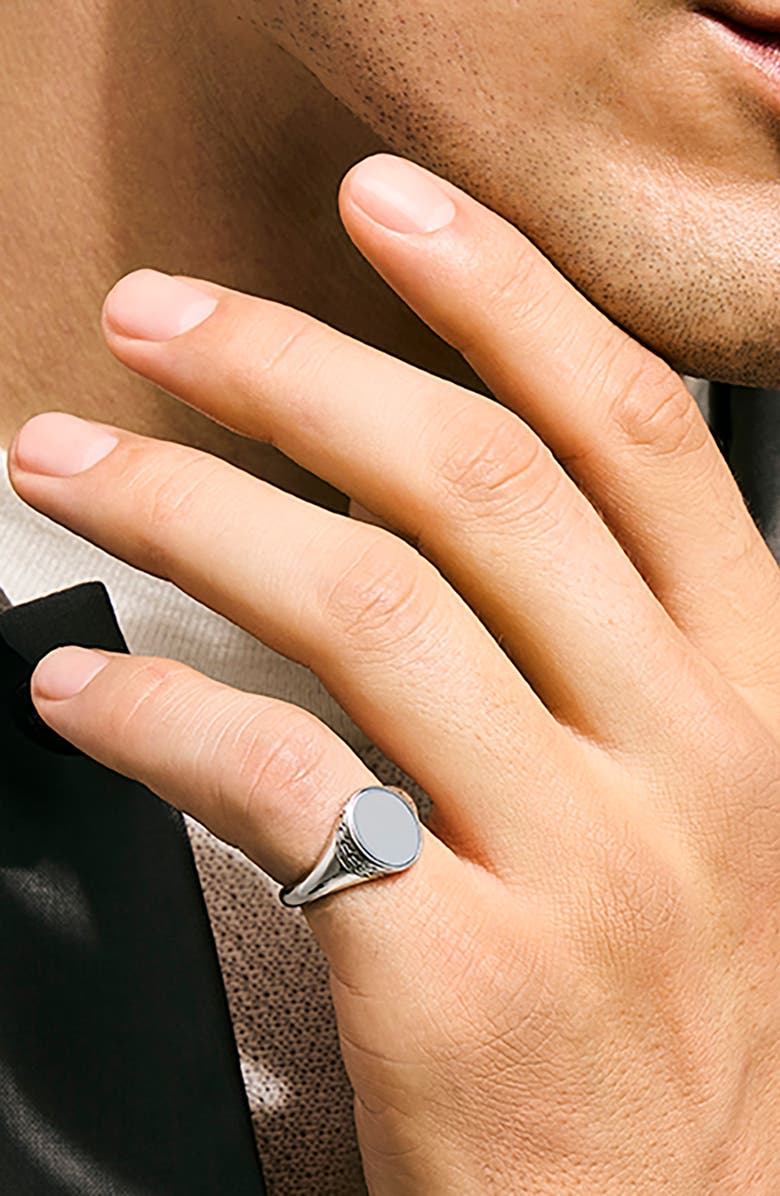 John Hardy Icon 50 Signet Ring, Alternate, color, Silver