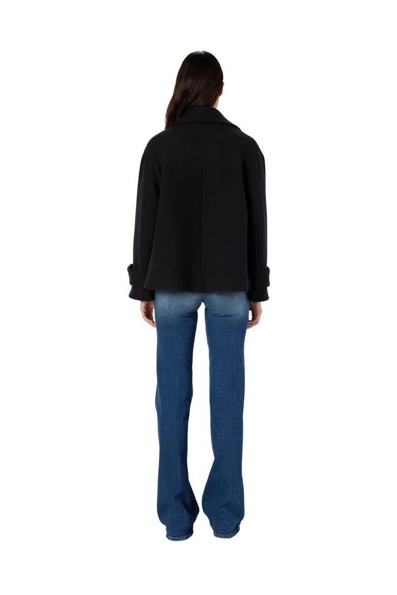 Mouna Double Breasted Cropped Peacoat, Alternate, color, Navy Blue