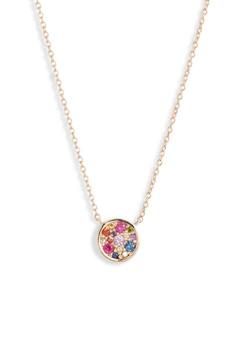 Love Rainbow Round Pendant Necklace, Main, color, GOLD/ MULTI