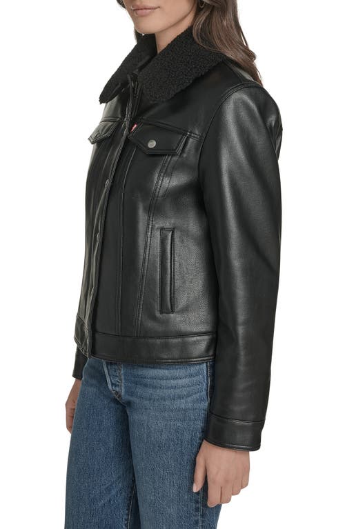 Levi's® Faux Leather Trucker Jacket In Black