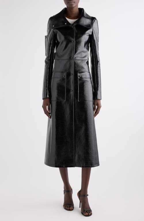Courrèges Heritage Vinyl Faux-leather Trench Coat In Black