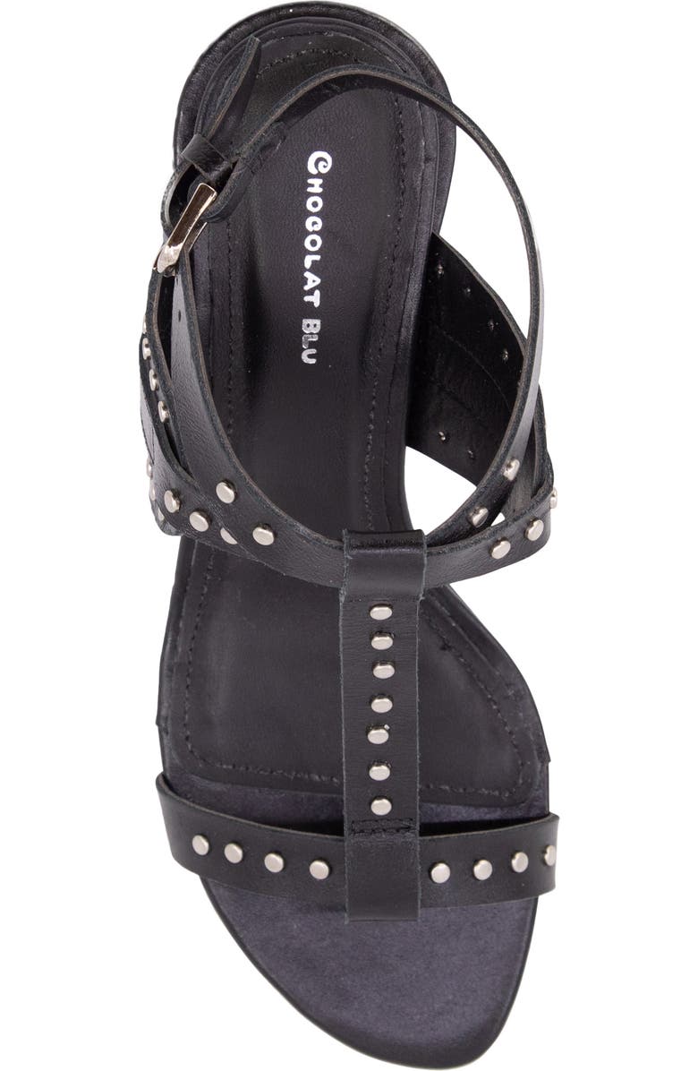 Chocolat Blu Edella Studded Ankle Strap Sandal, Alternate, color, Black Leather