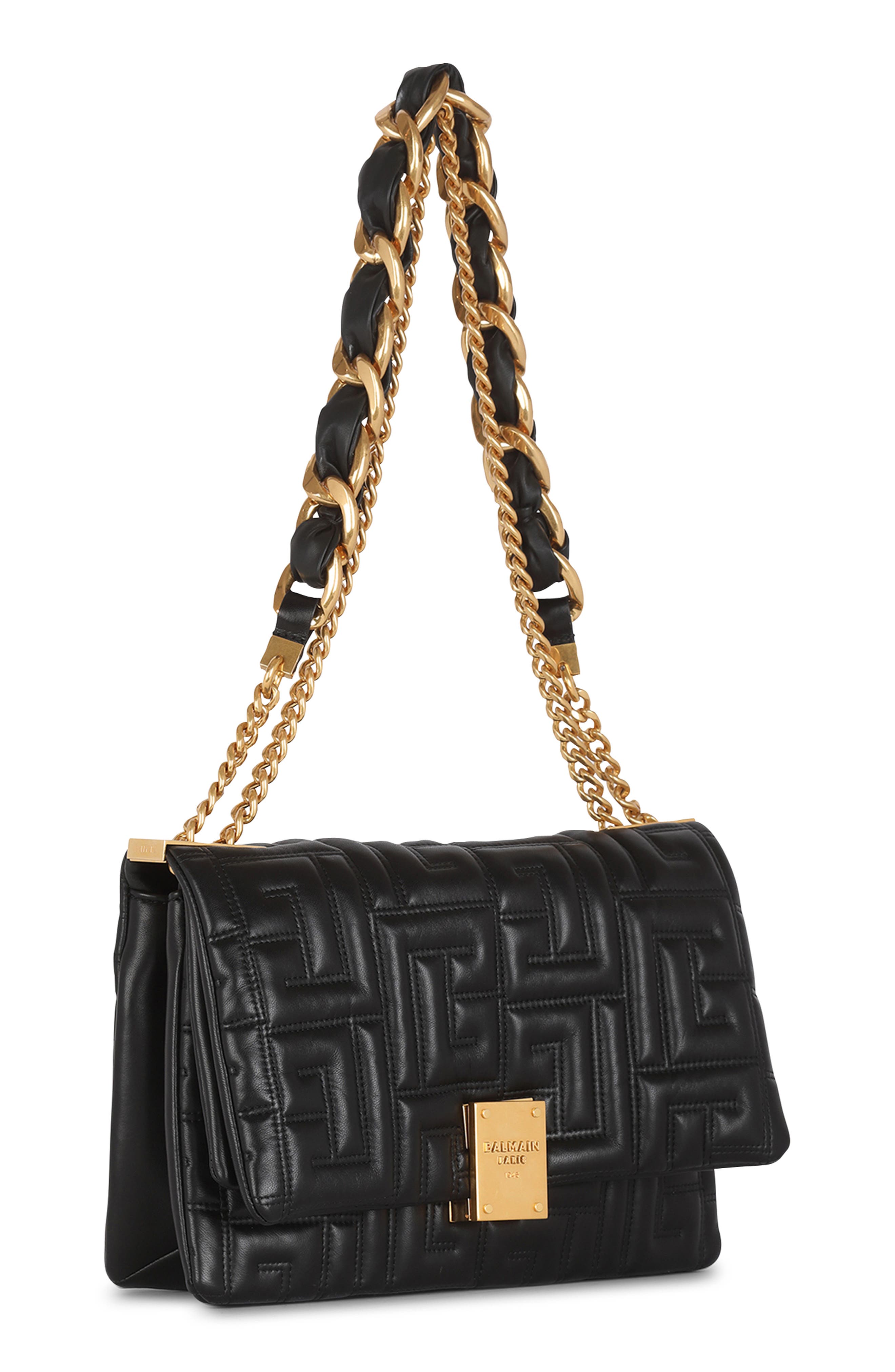 Balmain Small 1945 Soft Monogram Quilted Lambskin Crossbody Bag, Alternate, color, 