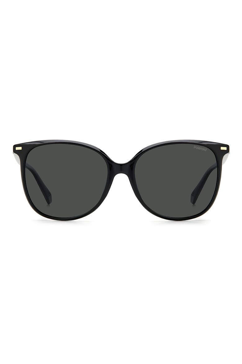 57mm Polarized Cat Eye Sunglasses, Main, color, BLACK / GRAY POLARIZED