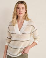 Haven Well Within Cotton Linen Stripe Crossover Sweater