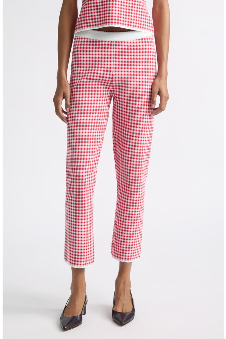 Micah Gingham High Waist Crop Flare Pants, Main, color, RED GINGHAM