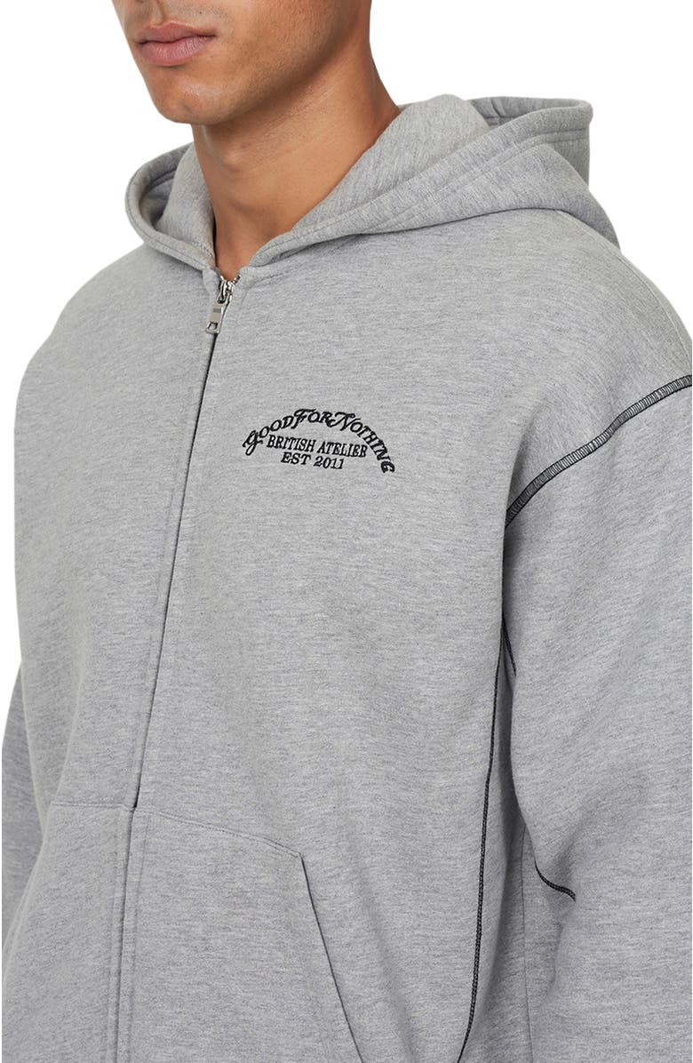 Good For Nothing Coverlock Vintage Zip Hoodie, Alternate, color, Grey Marl