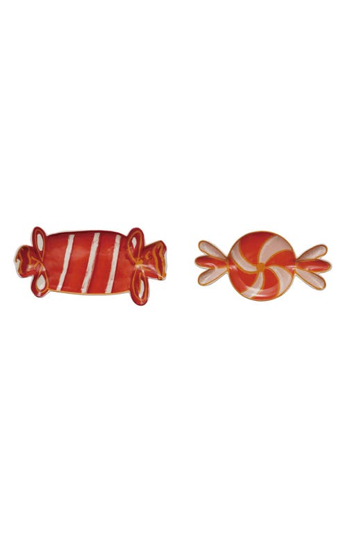 Creative Co-op Candy Shaped Stoneware Plate In Red