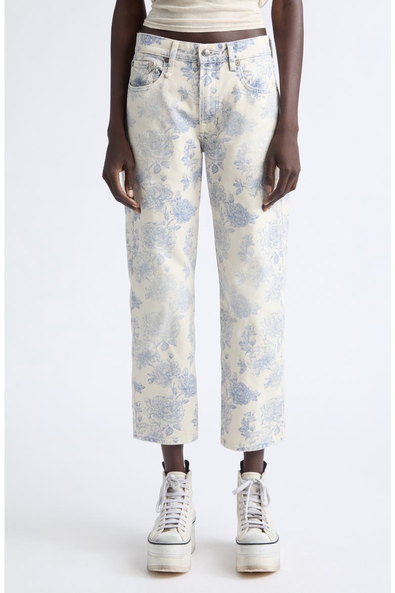 Floral Boyfriend Jeans, Main, color, DUSTBLOOM INDIGO