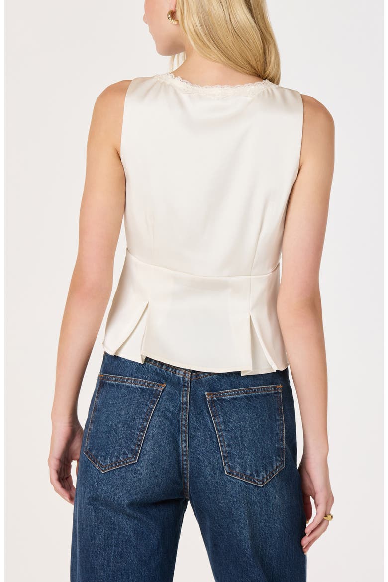 Myrna Lace-Trimmed Satin Top, Alternate, color, IVORY