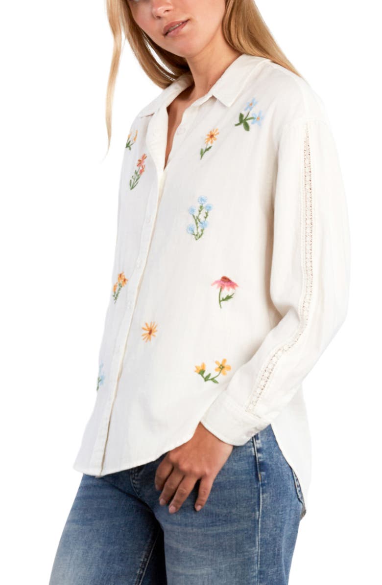 Billy T Wild Blossom Embroidered Shirt, Alternate, color, White Flower