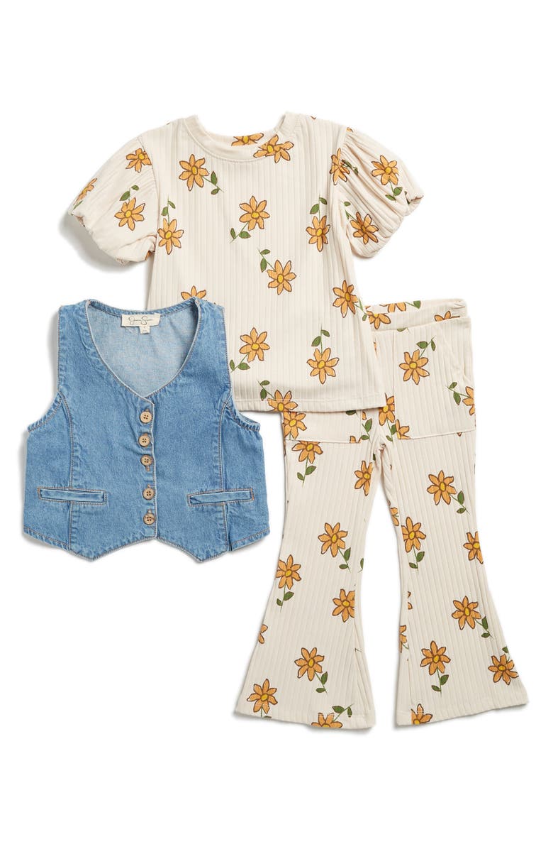 Jessica Simpson Kids' Floral Vest, Top & Pants Set, Main, color, 