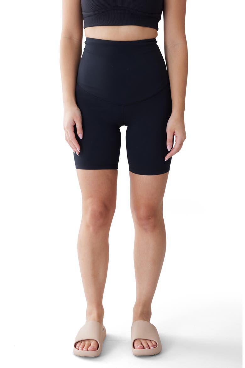 Postpartum Bike Shorts, Main, color, BLACK