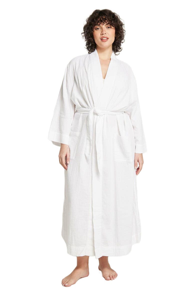 Nudea The Classic Belted Robe, Alternate, color, Cotton White