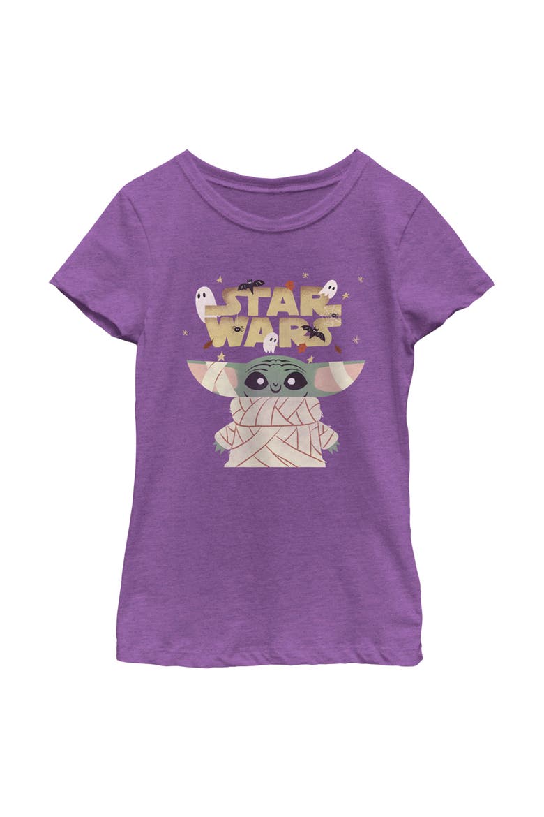 Girl's Star Wars The Mandalorian Halloween Grogu Mummy  Graphic T-Shirt, Main, color, Purple Berry
