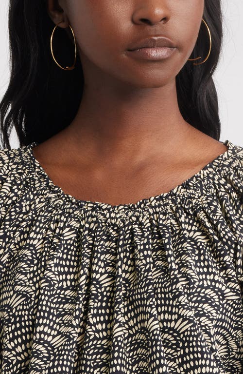 Treasure & Bond Print Raglan Sleeve Cotton Top In Black