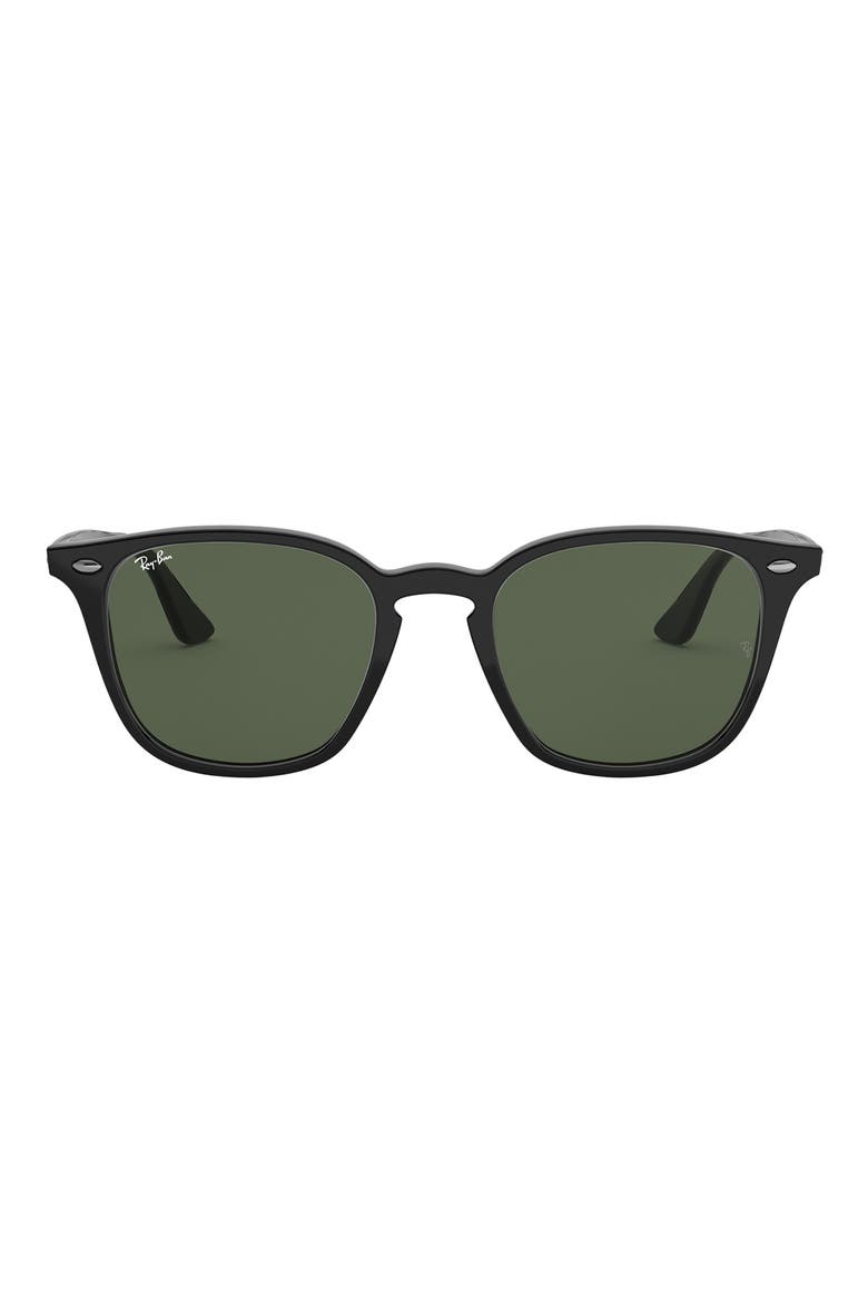 52mm Square Sunglasses, Main, color, BLACK