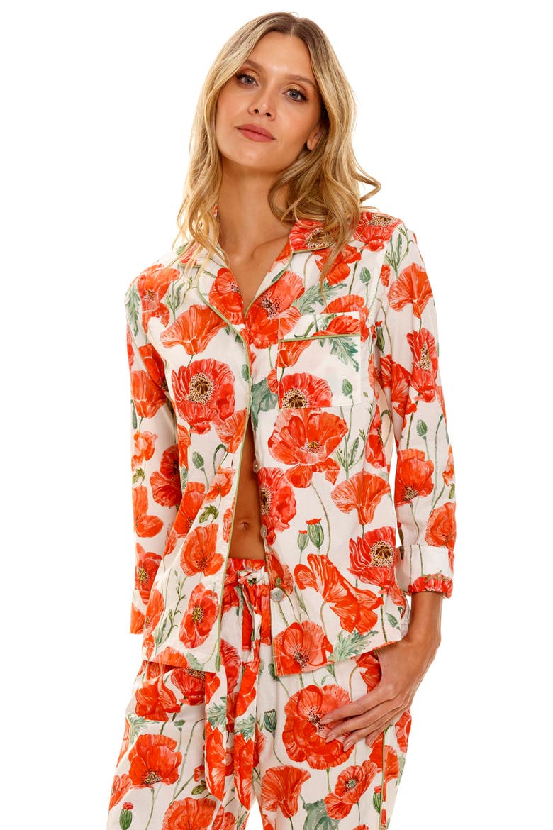 Emma Coquelicot Cotton Pajamas, Alternate, color, RED