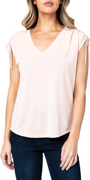 GIBSONLOOK Cinched Shoulder Cap Sleeve T-Shirt