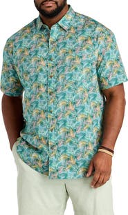 Oak Hill by DXL Big & Tall Palm Leaf Sport Shirt