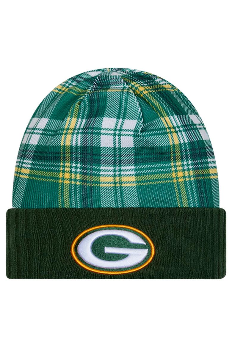 Men's New Era  Green Green Bay Packers Sideline Statement Cuffed Knit Hat, Main, color, Green