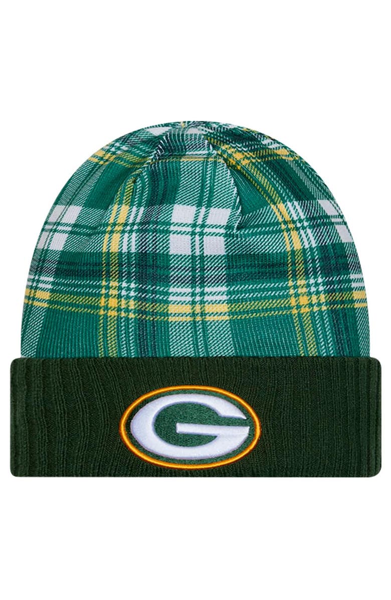 New Era Men's New Era Green Green Bay Packers Sideline Statement Cuffed Knit Hat, Main, color, Green