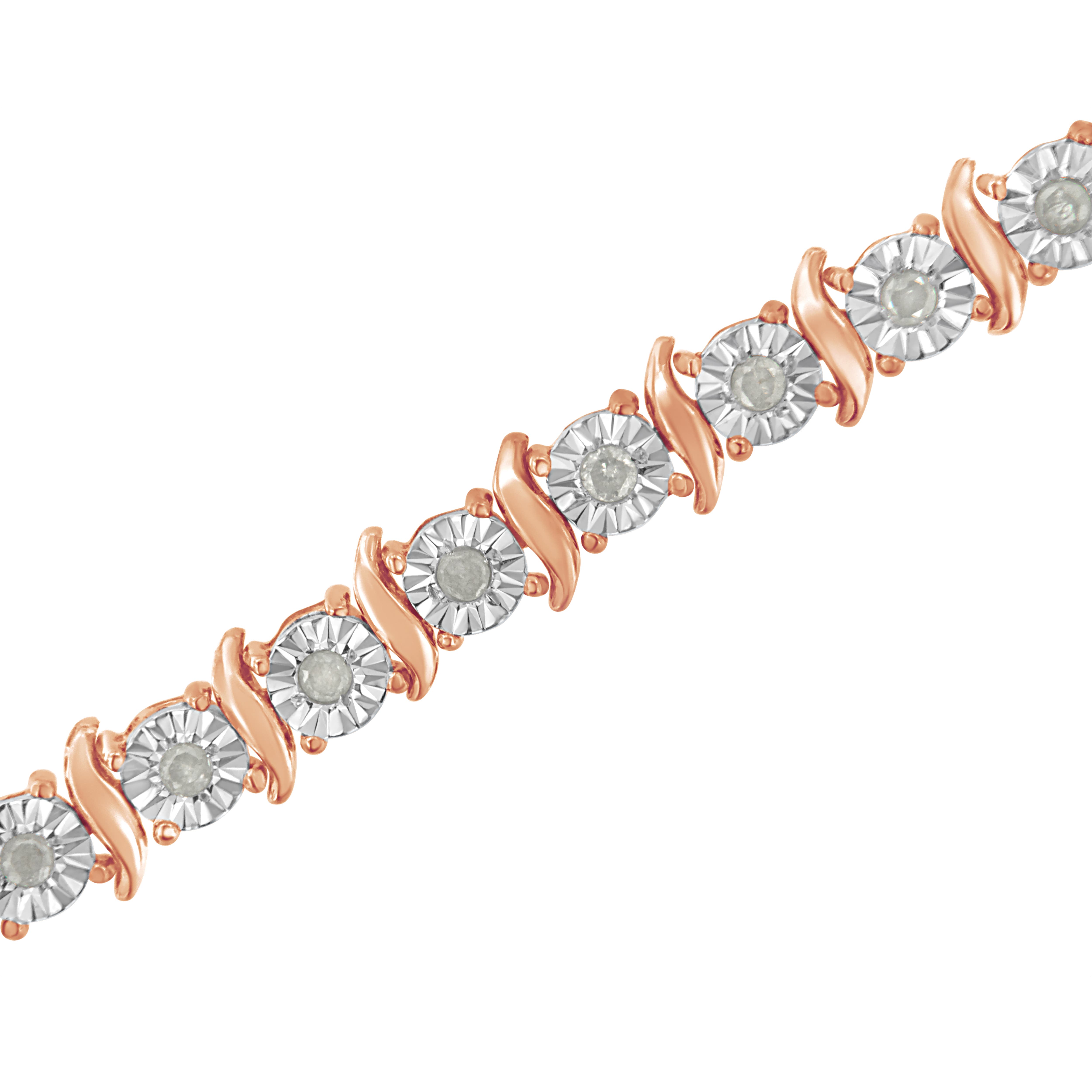 Женские аксессуары Haus of Brilliance Silver 1.0 Ctw Diamond S-Curve Link Miracle-Set Tennis Bracelet — фото 4