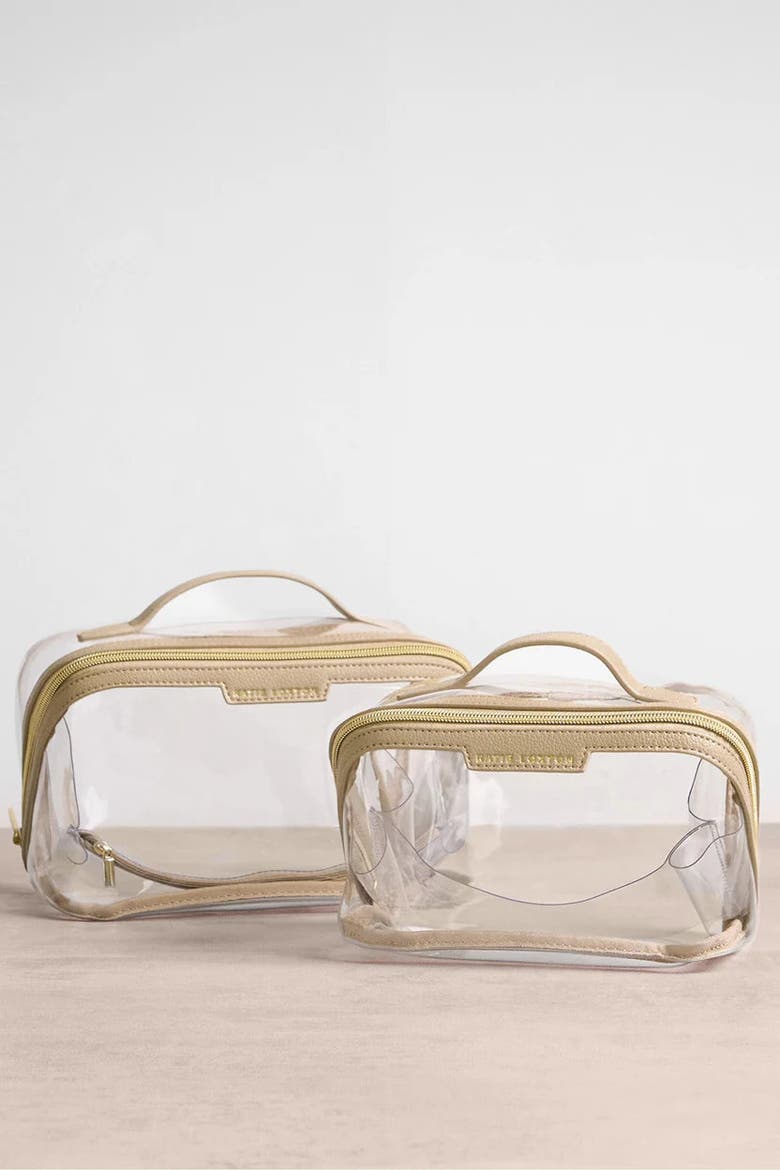 Medium Clear Makeup and Toiletry Bag in Light Taupe, Alternate, color, Light Taupe