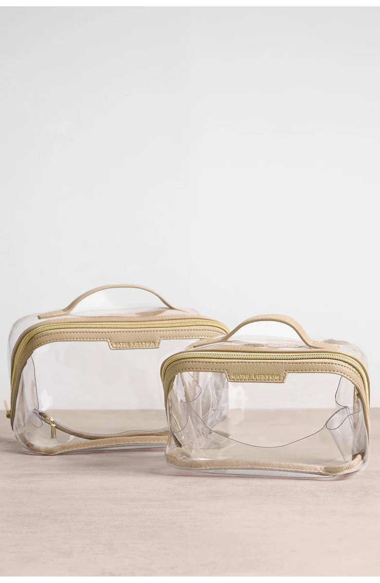 Katie Loxton Medium Clear Makeup and Toiletry Bag in Light Taupe, Alternate, color, Light Taupe