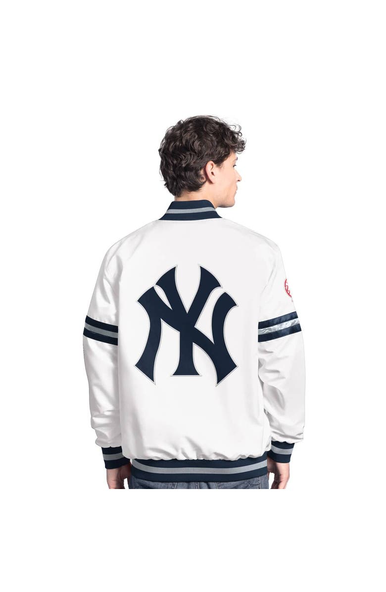 STARTER Men's Starter  White New York Yankees Cooperstown Scout Full-Snap Varsity Jacket, Alternate, color, White