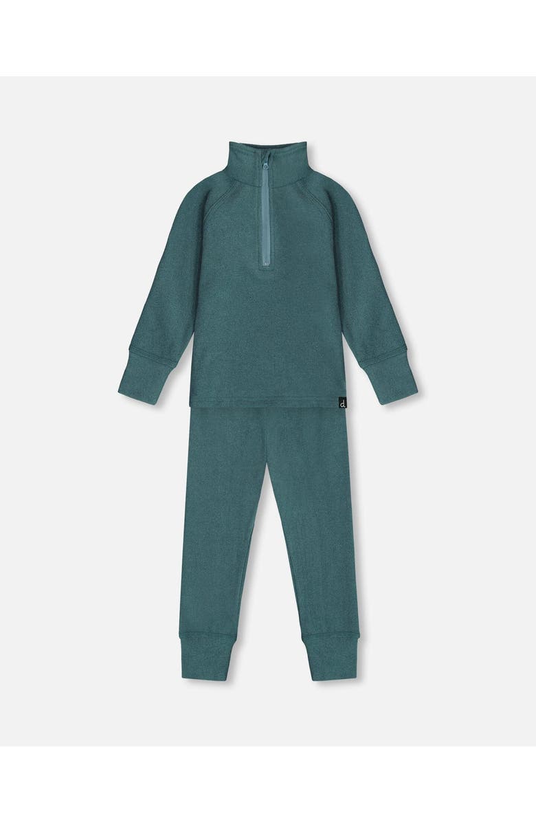 Deux par Deux Boy's Two Piece Thermal Underwear Set Pine Green, Main, color,