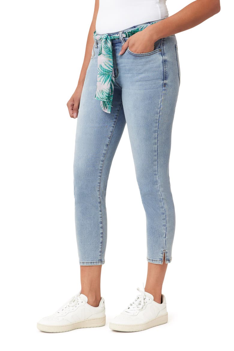 Belted Mid Rise Skinny Cropped Jeans, Alternate, color, MILFORD BANANA