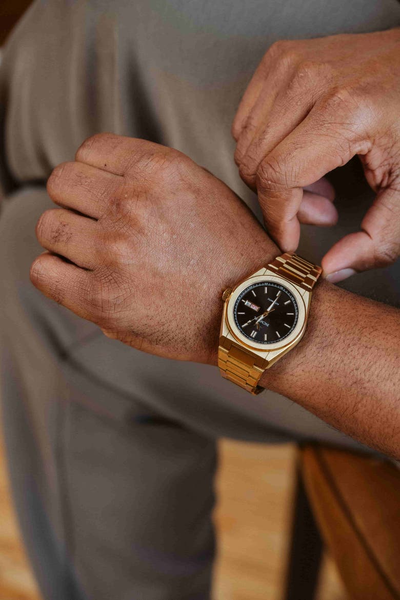 Ascend Sphinx 03 42MM Automatic Watch In Brushed Gold, Alternate, color, Rich Yellow Gold/Obsidian