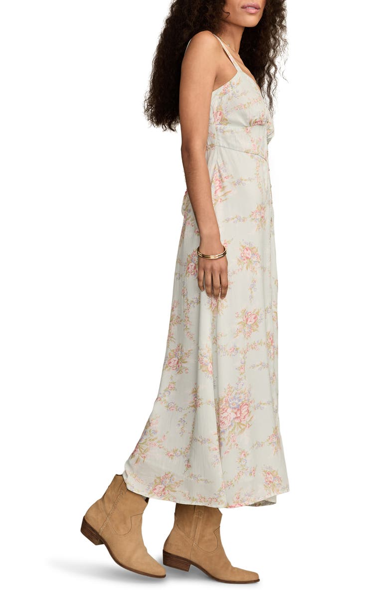 Lucky Brand Floral Button-Up Midi Dress, Alternate, color, Blue Floral