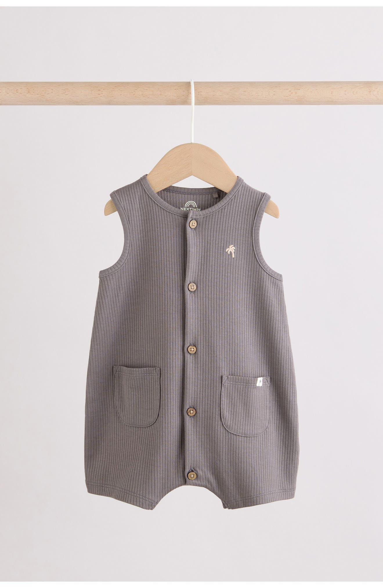 NEXT 3-Pack Rib Cotton Rompers — фото 4
