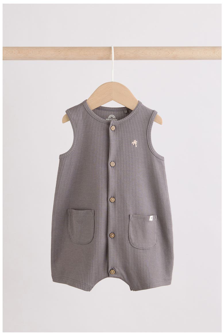 3-Pack Rib Cotton Rompers, Alternate, color, GREY