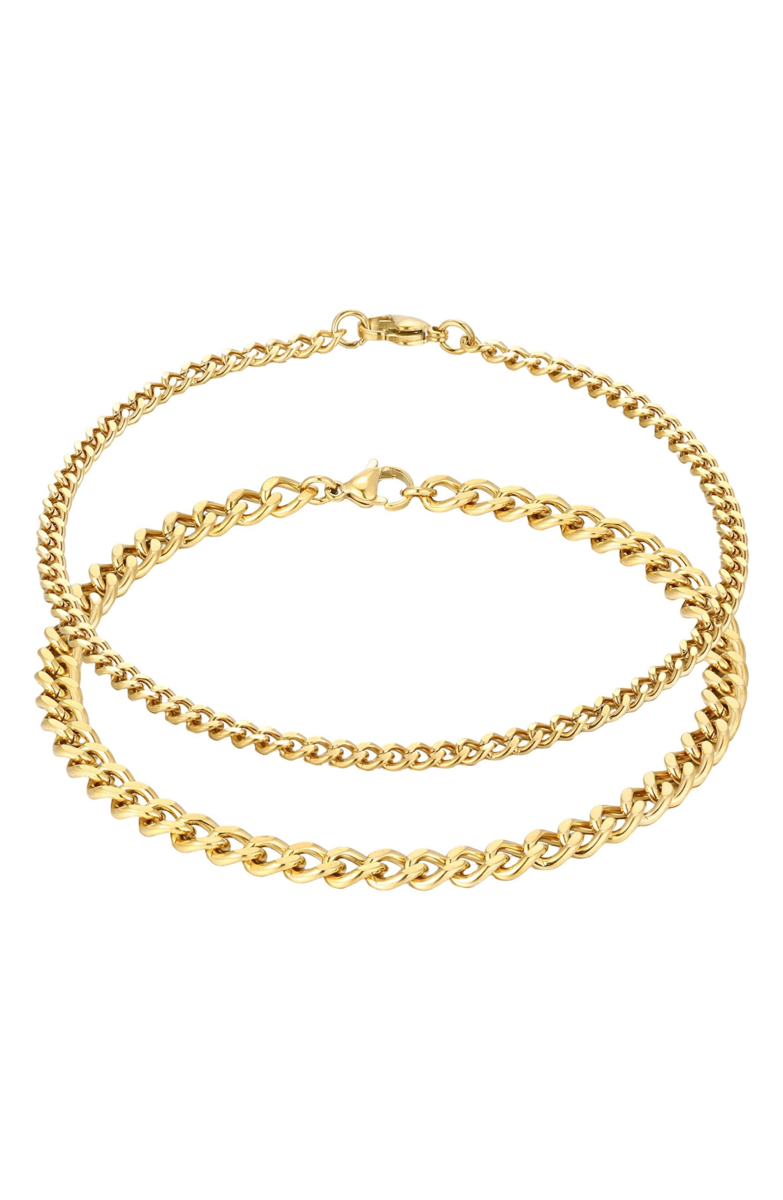 Adornia Set of 2 18K Gold Plated Curb Chain Anklets