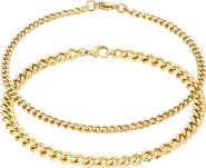 Adornia Set of 2 18K Gold Plated Curb Chain Anklets