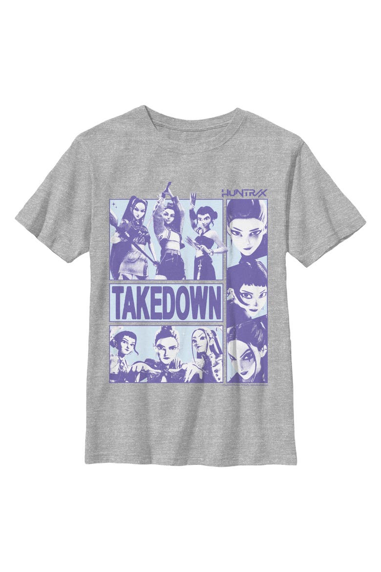 Boy's KPop Demon Hunters Takedown Huntrix Logo  Graphic T-Shirt, Main, color, Sport Grey
