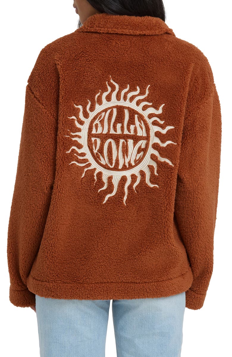 Billabong Sun City Embroidered Faux Shearling Jacket, Alternate, color, Cashew
