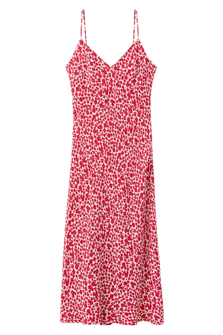 Printed V-Neck Slipdress, Main, color, RED/ECRU